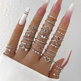 Wave Joint Rings Set