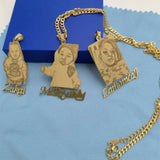 Custom Photo Necklace with Name Pendant