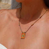 Colored Heart Tarot Card Pendant Necklace
